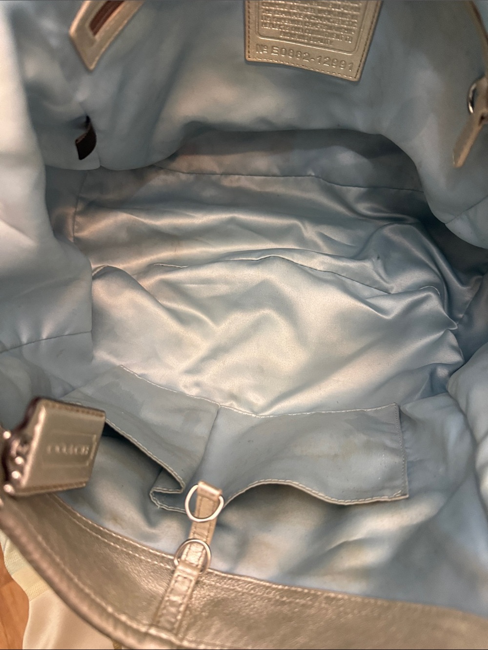 Coach Shimmering Silver Shoulder Bag - Picture 6 of 8